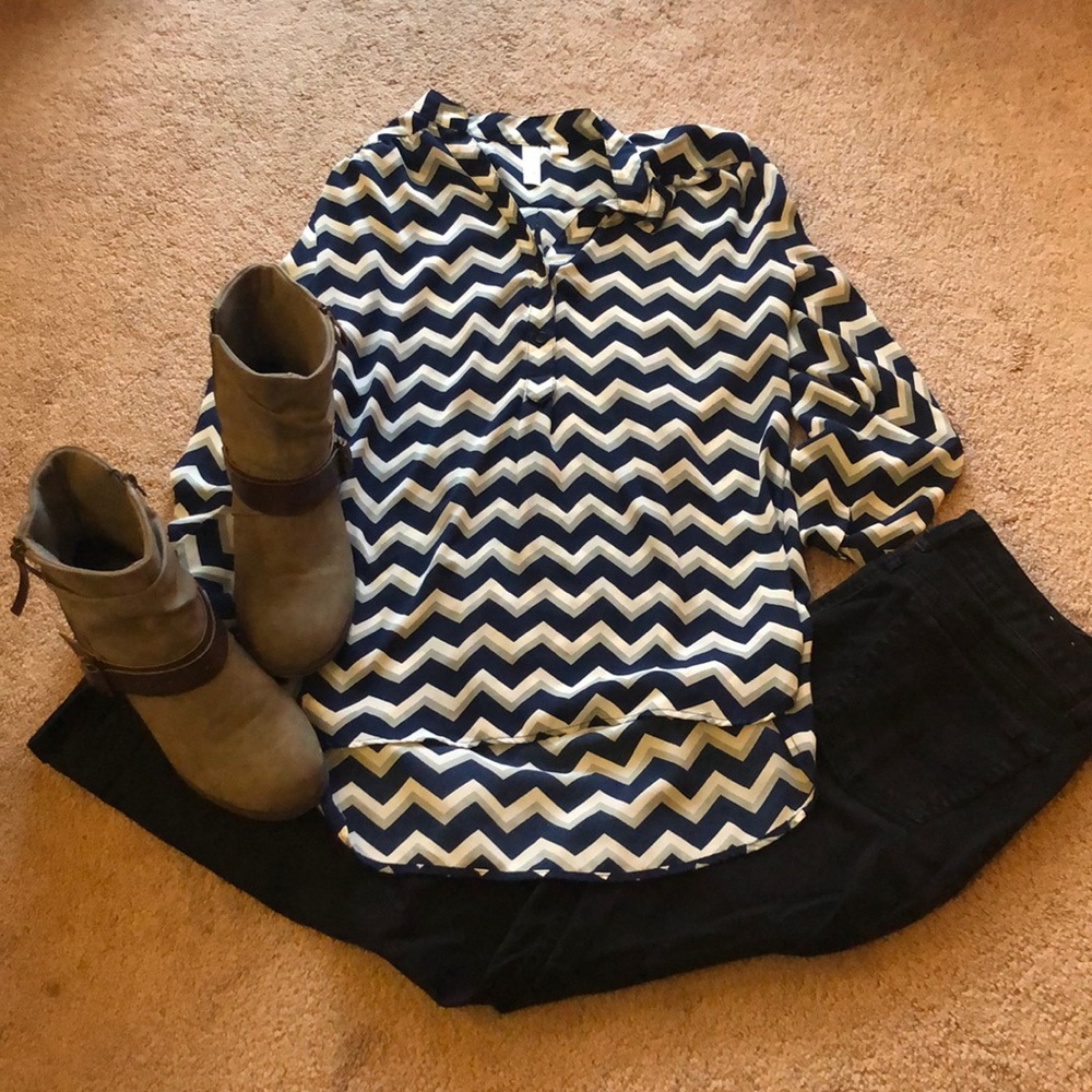 Sheer chevron dress shirt
